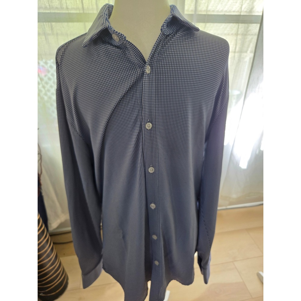 Mizzen+Main Spinnaker Collection Mens Medium Trim Fit Navy Gingham Check Shirt